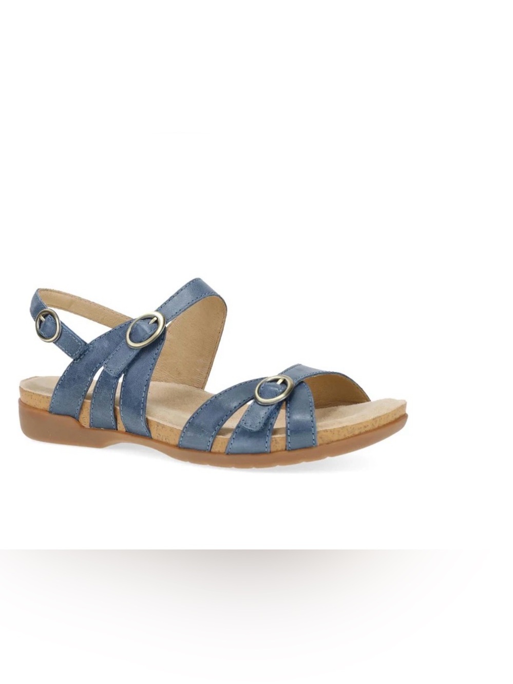 Dansko Blue Leather Slingback Sandals with Ring Detail